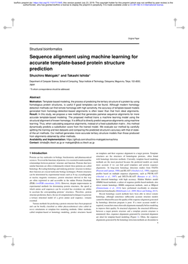 Sequence Alignment Using Machine Learning for Accurate Template-Based Protein Structure Prediction Shuichiro Makigaki∗ and Takashi Ishida∗