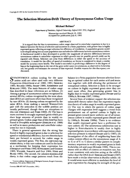 The Selection-Mutation-Drift Theory of Synonymous Codon Usage