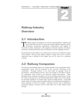 CHAPTER 2 – RAILWAY INDUSTRY OVERVIEW Chapter