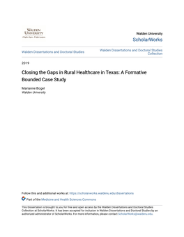 Closing the Gaps in Rural Healthcare in Texas: a Formative Bounded Case Study