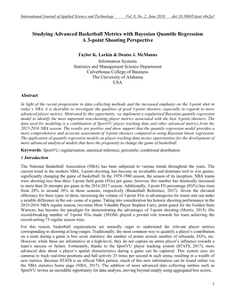 Studying Advanced Basketball Metrics with Bayesian Quantile Regression a 3-Point Shooting Perspective