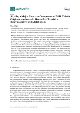 Silybin, a Major Bioactive Component of Milk Thistle (Silybum Marianum L