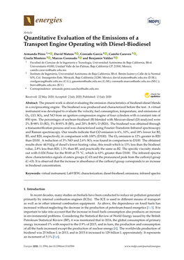 Quantitative Evaluation of the Emissions of a Transport Engine Operating with Diesel-Biodiesel