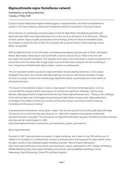 Bigmouthmedia Signs Homesense Network Submitted By: Pr-Sending-Enterprises Tuesday, 27 May 2008