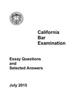 California Bar Examination – Essay Questions