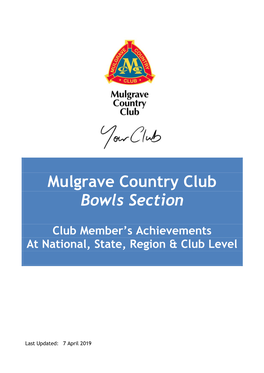 Mulgrave Country Club Bowls Section