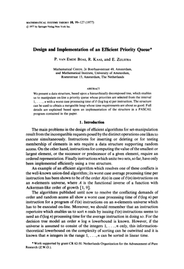 Design and Implementation of an Efficient Priority Queue*