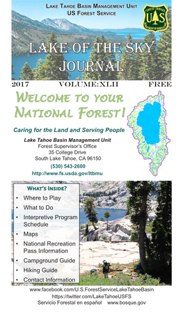 Lake of the Sky Journal 2017 Volume:XLII FREE Welcome to Your National Forest!