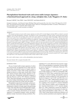 Phytoplankton Functional Traits and Seston Stable Isotopes Signature: a Functional-Based Approach in a Deep, Subalpine Lake, Lake Maggiore (N