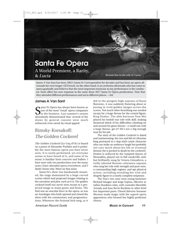 Santa Fe Opera a World Premiere, a Rarity, & Lucia Brenda Rae in the Role of Lucia