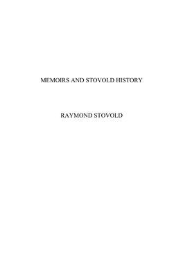 Memoirs and Stovold History