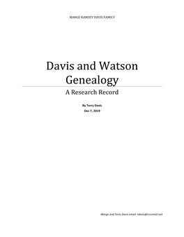 Davis Genealogy Home Page