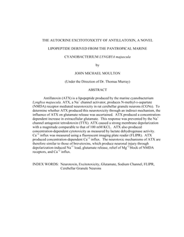 The Autocrine Excitotoxicity of Antillatoxin, a Novel