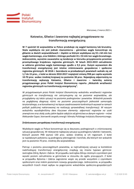 Katowice, Gliwice I Jaworzno Najlepiej Przygotowane Na Transformację Energetyczną