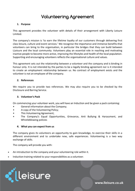 Volunteering Agreement (PDF)