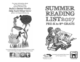 2017 Summer Reading Book List PK-8