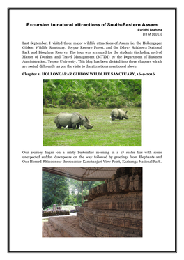 Excursion to Natural Attractions of South-Eastern Assam -Paridhi Brahma (TTM 16013)