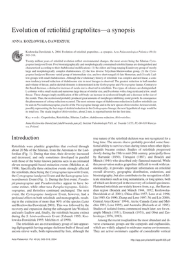 Evolution of Retiolitid Graptolites—A Synopsis