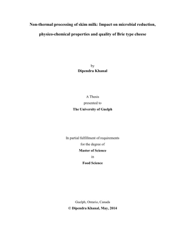 Non-Thermal Processing of Skim Milk: Impact on Microbial Reduction