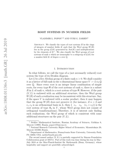 ROOT SYSTEMS in NUMBER FIELDS 3 Main Result