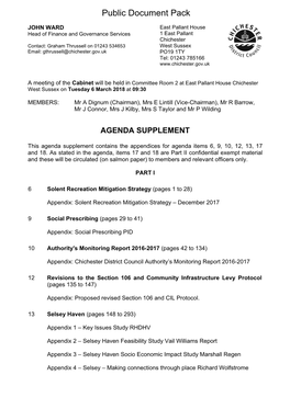Appendices to Reports for Agenda