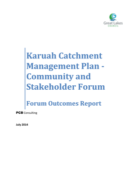 Karuah Catchment Management Plan