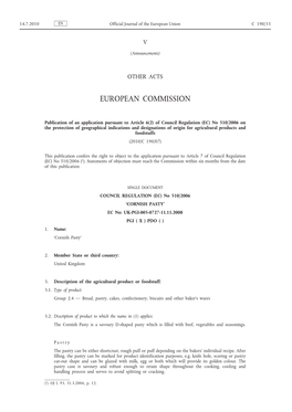 Publication of an Application Pursuant to Article 6(2) of Council