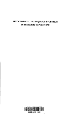 Mitochondrial Dna Sequence Evolution in Shorebird Populations