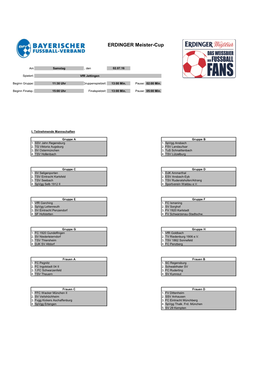 Spielplan Erdinger Cup 2016 Landesfinale