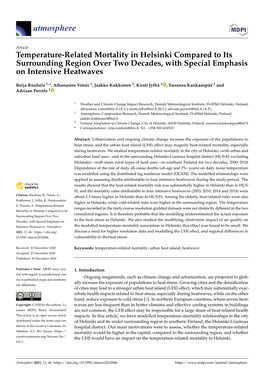 Temperature-Related Mortality in Helsinki Compared to Its Surrounding Region Over Two Decades, with Special Emphasis on Intensive Heatwaves