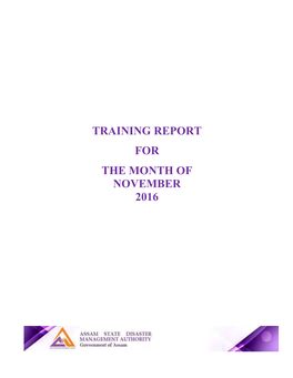 Training Report for the Month of November 2016