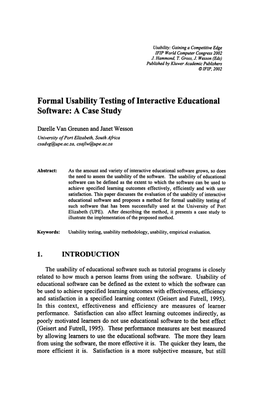 Formal Usability Testing of Interactive Educational Software: a Case Study