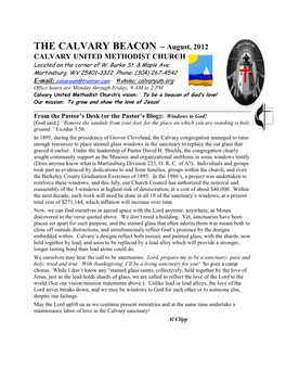 THE CALVARY BEACON – August, 2012 CALVARY UNITED METHODIST CHURCH Located on the Corner of W