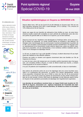 Point Épidémiologique En Guyane Du 28 Mai 2020