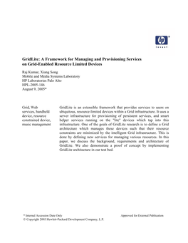 Gridlite: a Framework for Managing and Provisioning Services on Grid-Enabled Resource Limited Devices