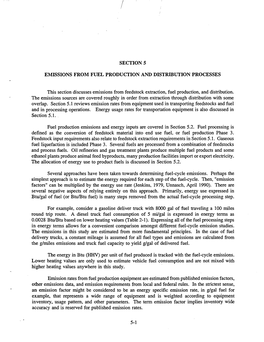 Section 5 Emissions from Fuel Production and Distribution Processes