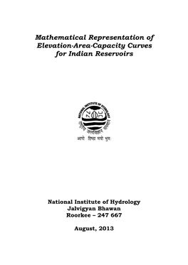 Mathematical Representation of Elevation-Area-Capacity Curves for Indian Reservoirs