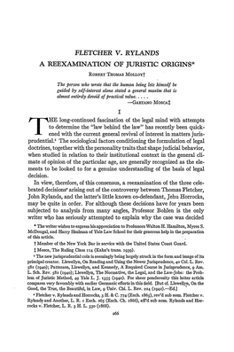 Fletcher V. Rylands a Reexamination of Juristic Origins*
