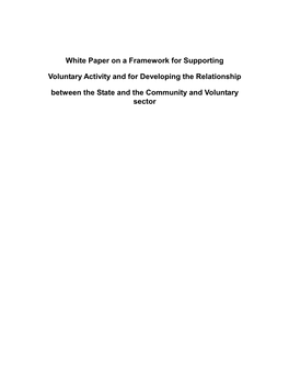 White Paper on a Framework for Supporting Voluntary Activity And