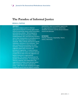 The Paradox of Informal Justice