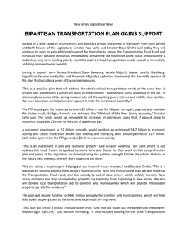 Bipartisan Transportation Plan Gains Support