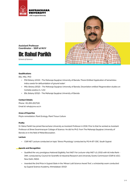 Dr. Rahul D. Parikh