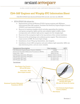 FJ44-3AP Engines and Wingtip STC Information Sheet