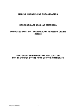 Proposed Port of Tyne Harbour Revision Order 201[X]