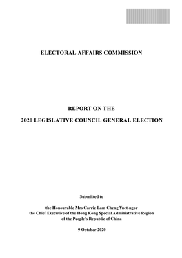 Report on the 2020 Legislative Council General Election