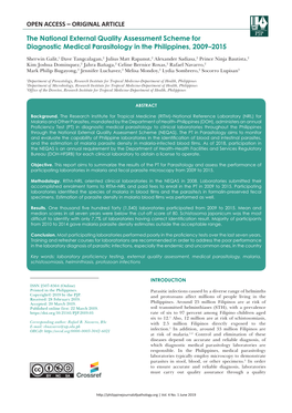 The National External Quality Assessment Scheme for Diagnostic Medical Parasitology in the Philippines, 2009–2015