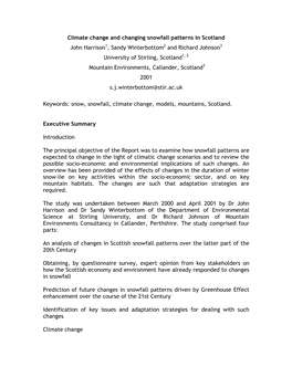 Climate Change and Changing Snowfall Patterns in Scotland John