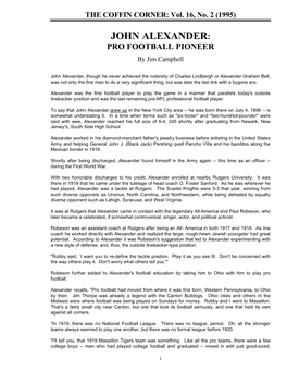 John Alexander: Pro Football Pioneer