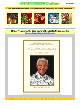 Official Program for the State Memorial Service for Nelson Mandela Click Here Or the Picture Below to View the Full Program