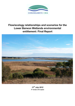 Lower Barwon Wetlands Environmental Entitlement: Final Report